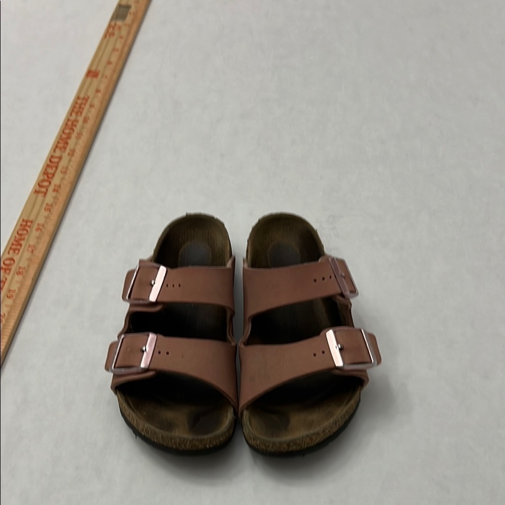 Birkenstock Dusty Rose Sandals with Suede Straps and Metallic Buckles
